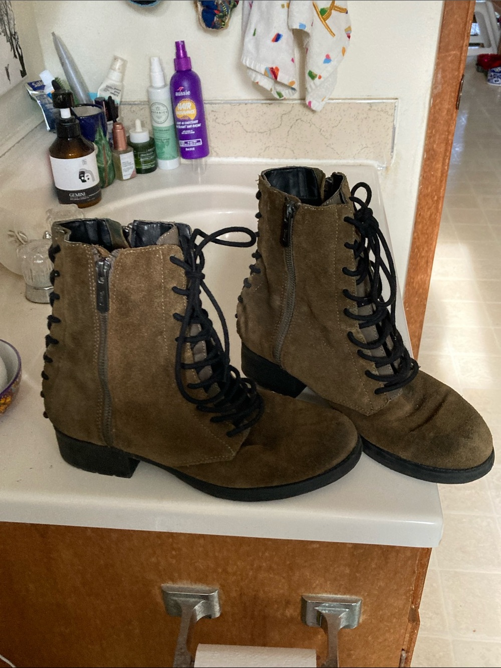 Circus by Sam Edelman Olive Suede Lace-Up Ankle Boots